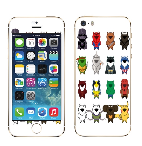 Наклейка на Телефон Apple iPhone 5S, 5SE My heroes,  купить в Москве – интернет-магазин Allskins, детские, человек паук, супермен, Рафаэль, расамаха, ниндзя, капитан америка, железный дровосек, дартаньян, дардэвил