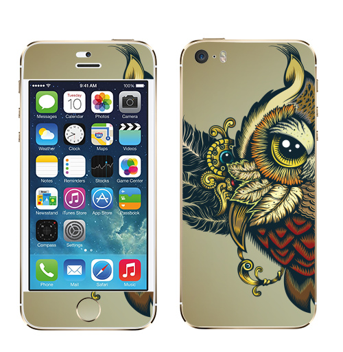 Наклейка на Телефон Apple iPhone 5S, 5SE Совуха,  купить в Москве – интернет-магазин Allskins, милые животные, 300 Лучших работ, сова, птицы, королева, цвет