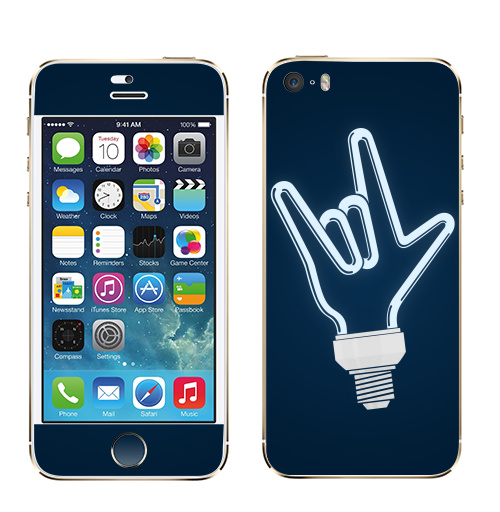 Наклейка на Телефон Apple iPhone 5S, 5SE Рок-лампочка,  купить в Москве – интернет-магазин Allskins, rock, ламп, черно-белое, лампа, овцы, музыка