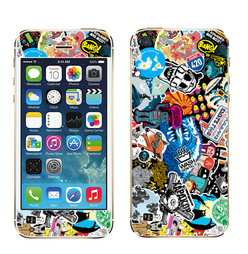 Наклейка на Телефон Apple iPhone 5S, 5SE Стикербомбинг Stickerbombing,  купить в Москве – интернет-магазин Allskins, наклейки на автомобиль, Стикербомбинг, 300 Лучших работ