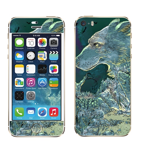 Наклейка на Телефон Apple iPhone 5S, 5SE Волчок,  купить в Москве – интернет-магазин Allskins, крутые животные, собаки, лес, волк, 300 Лучших работ, милые животные