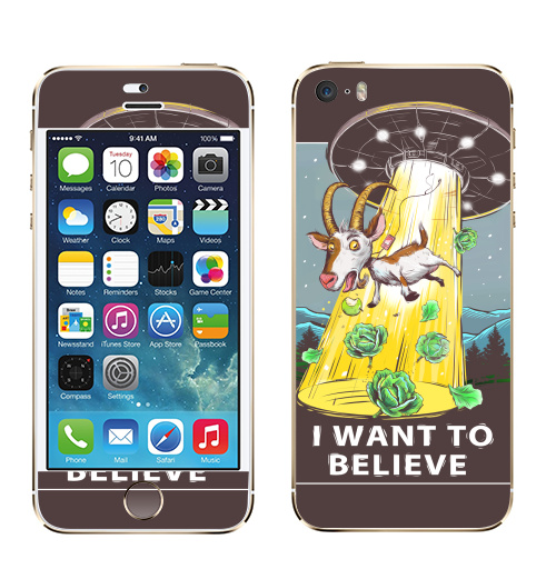 Наклейка на Телефон Apple iPhone 5S, 5SE I want to believe,  купить в Москве – интернет-магазин Allskins, надписи, космос, иностранцы, овцы, гики, надписи на английском, 300 Лучших работ