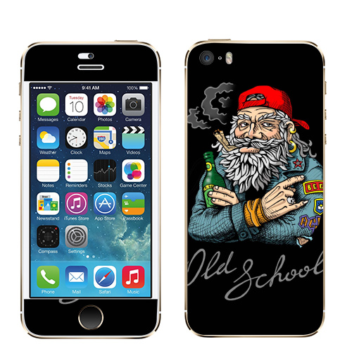 Наклейка на Телефон Apple iPhone 5S, 5SE Old School,  купить в Москве – интернет-магазин Allskins, олдскулл, старая, металл, 80-е, школа, косяк, волосы, надписи, надписи на английском, крутые надписи на английском