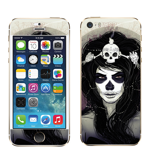 Наклейка на Телефон Apple iPhone 5S, 5SE Santa Muerte,  купить в Москве – интернет-магазин Allskins, муерте