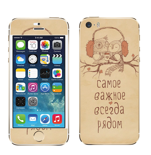 Наклейка на Телефон Apple iPhone 5S, 5SE Двое,  купить в Москве – интернет-магазин Allskins, животные, любовь, кошка, персонажи, сова, для_влюбленных, чай и кофе, парные, милые животные