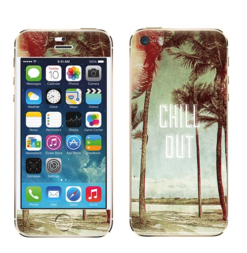 Наклейка на Телефон Apple iPhone 5S, 5SE Chil! Out,  купить в Москве – интернет-магазин Allskins, винтаж, лето, природа, пальмы, текстура, чилл