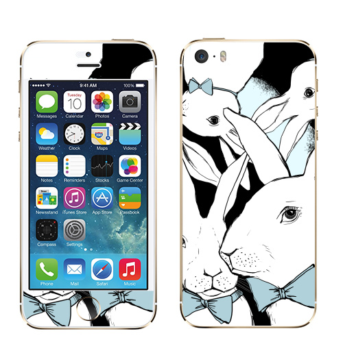 Наклейка на Телефон Apple iPhone 5S, 5SE Boys Bunny,  купить в Москве – интернет-магазин Allskins, заяц, бабочки, зима
