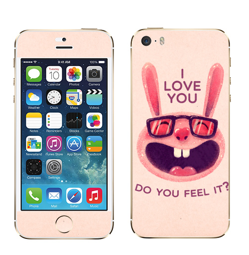 Наклейка на Телефон Apple iPhone 5S, 5SE Влюбленный зая,  купить в Москве – интернет-магазин Allskins, заяц, животные, любовь, улыбка, сердце, хипстер, для влюбленных
