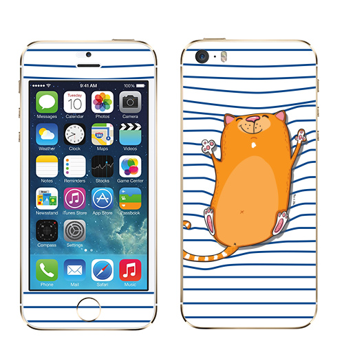 Наклейка на Телефон Apple iPhone 5S, 5SE Полосатый,  купить в Москве – интернет-магазин Allskins, желтый, кошка, лето, 300 Лучших работ
