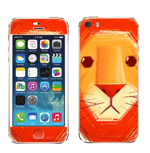Наклейка на Телефон Apple iPhone 5S, 5SE Грустный лев,  купить в Москве – интернет-магазин Allskins, милые животные, детские, животные, любовь, желтый, лето, оранжевый, печаль, король, грустные, печальный