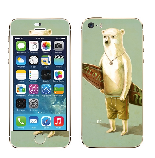 Наклейка на Телефон Apple iPhone 5S, 5SE Алоха,  купить в Москве – интернет-магазин Allskins, серфинг, медведь, лето, 300 Лучших работ