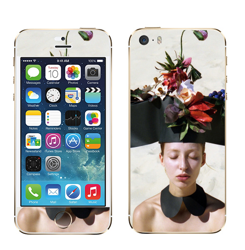 Наклейка на Телефон Apple iPhone 5S, 5SE Цветочница,  купить в Москве – интернет-магазин Allskins, фотография, отдых, девушка, красота, цветы, сюрреализм