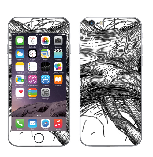 Наклейка на Телефон Apple iPhone 6, 6s UNCOMBED,  купить в Москве – интернет-магазин Allskins, абстракция, графика, черный, черное и белое, черно-белое