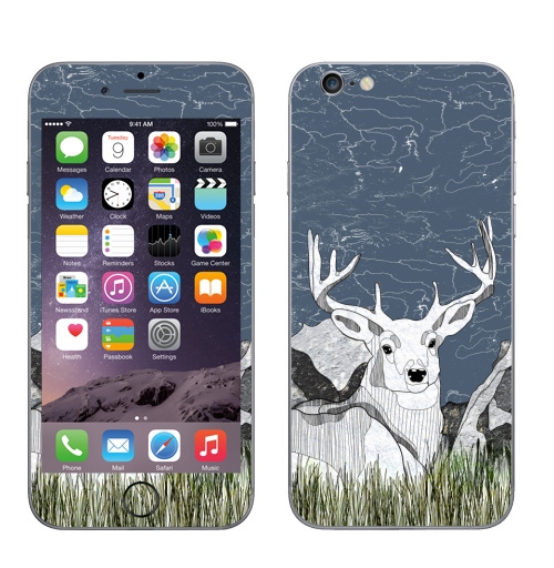 Наклейка на Телефон Apple iPhone 6, 6s ОЛЕНЬ В ГОРАХ,  купить в Москве – интернет-магазин Allskins, крутые животные, олень, горы