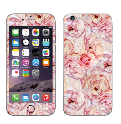 Наклейка на Телефон Apple iPhone 6, 6s Розы аромат,  купить в Москве – интернет-магазин Allskins, цветы, розовый, розы, узор, паттерн, винтаж, акварель