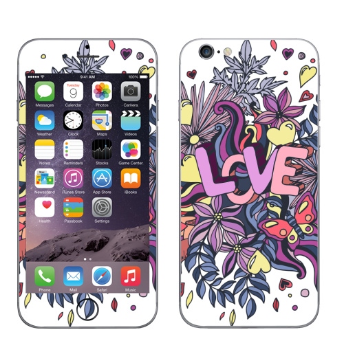 Наклейка на Телефон Apple iPhone 6, 6s Принт про любовь в мультяшном стиле,  купить в Москве – интернет-магазин Allskins, любовь, день, святое, для влюбленных, мультфильмы, дудлы, зентангл, розовый