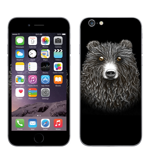 Наклейка на Телефон Apple iPhone 6, 6s Мишенька,  купить в Москве – интернет-магазин Allskins, крутые животные, медведь, животные, графика, милые животные
