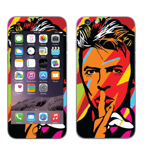 Наклейка на Телефон Apple iPhone 6, 6s David Bowie RIP,  купить в Москве – интернет-магазин Allskins, музыка, музыкант, поп-арт