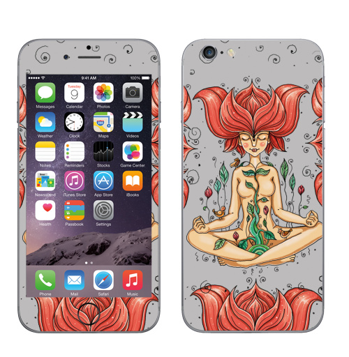 Наклейка на Телефон Apple iPhone 6, 6s Пора цветения,  купить в Москве – интернет-магазин Allskins, девушка, цветы, весна, настроение, птицы