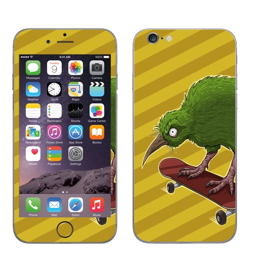 Наклейка на Телефон Apple iPhone 6, 6s Киви,  купить в Москве – интернет-магазин Allskins, птицы, скейтборд