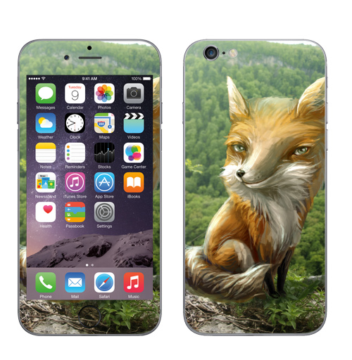 Наклейка на Телефон Apple iPhone 6, 6s Рыжий,  купить в Москве – интернет-магазин Allskins, крутые животные, милые животные, животные, лето, коллаж, природа, лес, лиса