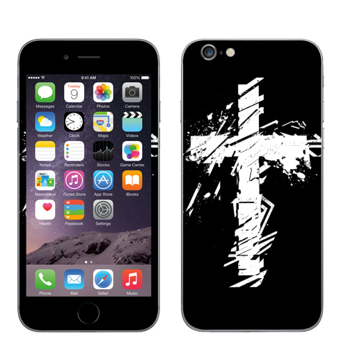 Наклейка на Телефон Apple iPhone 6, 6s Крест во всю грудь,  купить в Москве – интернет-магазин Allskins, черно-белое, татуировки, гранж, крест, христианство, святое, черный