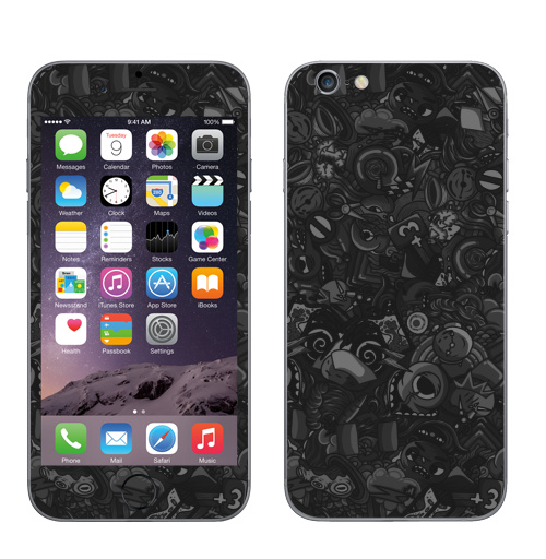 Наклейка на Телефон Apple iPhone 6, 6s Темный дудл,  купить в Москве – интернет-магазин Allskins, темный, дудлы, черный, персонажи, монстры