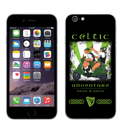 Наклейка на Телефон Apple iPhone 6, 6s Кельтское приключение,  купить в Москве – интернет-магазин Allskins, Ирландия, кельт, килт, мотоцикл, приключения, алкоголь, персонажи, путешествия, отдых