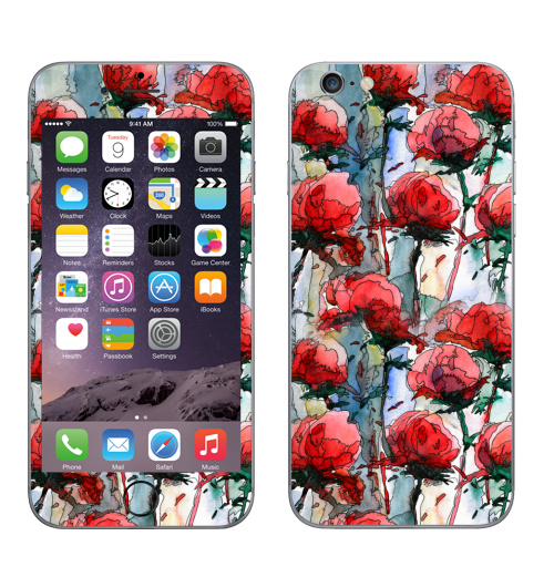 Наклейка на Телефон Apple iPhone 6, 6s Розы,  купить в Москве – интернет-магазин Allskins, графика, иллюстрации, композиция, цветы, фантазия, счастье