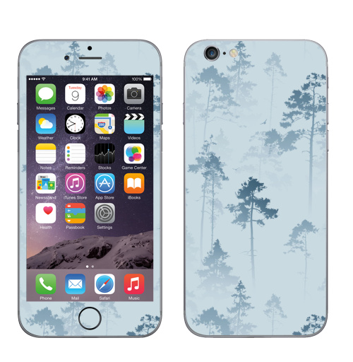 Наклейка на Телефон Apple iPhone 6, 6s Лес. Туман,  купить в Москве – интернет-магазин Allskins, лес, деревья, сосны, туман, птицы, природа, пейзаж, небо, полёт