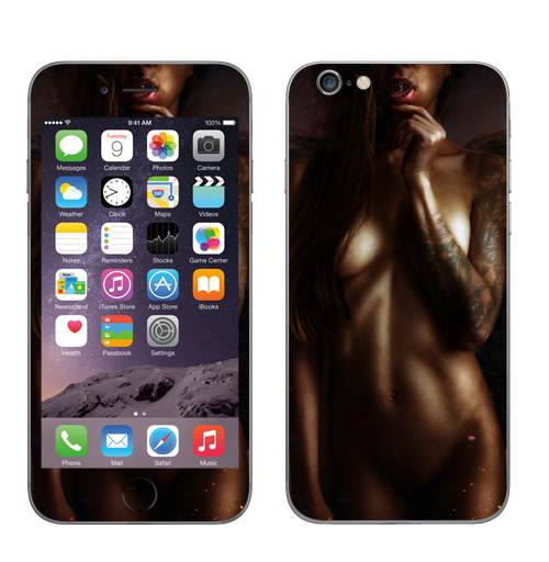 Наклейка на Телефон Apple iPhone 6, 6s ПРАВИЛЬНЫЙАНГЕЛ,  купить в Москве – интернет-магазин Allskins, хорошо, плохо, ангел и дьявол, девушка, пирсинг, Крылья, дьявол
