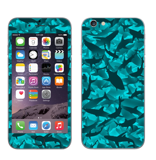 Наклейка на Телефон Apple iPhone 6, 6s Акулы,  купить в Москве – интернет-магазин Allskins, акула, морская, вода, дайвинг, рыба, рвбалка, камуфляж