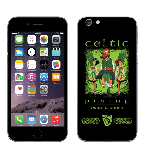 Наклейка на Телефон Apple iPhone 6, 6s Кельтский пинап,  купить в Москве – интернет-магазин Allskins, сарказм, персонажи, девушка, алкоголь, пикник, танцы, Ирландия, кельт