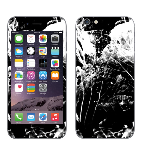 Наклейка на Телефон Apple iPhone 6, 6s Растительное,  купить в Москве – интернет-магазин Allskins, черно-белое, лесной, природа, листья, Темная, черный, графика, растительный, растение