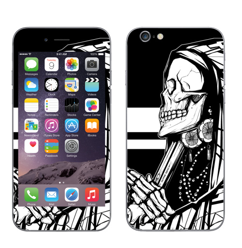 Наклейка на Телефон Apple iPhone 6, 6s Муэрте,  купить в Москве – интернет-магазин Allskins, культ, Мексика, череп, оружие, револьвер, графика