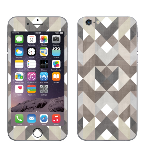 Наклейка на Телефон Apple iPhone 6, 6s Симметрия в коричневых тонах,  купить в Москве – интернет-магазин Allskins, геометрия, симметрия, паттерн, собаки, серый, белый