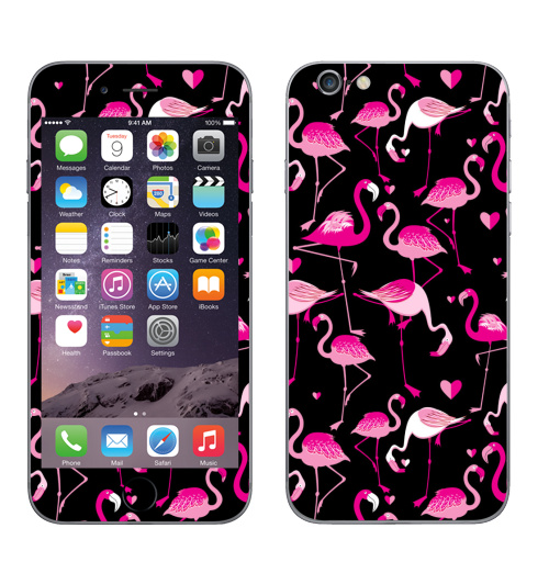Наклейка на Телефон Apple iPhone 6, 6s Узор розовые фламинго,  купить в Москве – интернет-магазин Allskins, узор, птицы, фламинго, Шаблон, ячрко, бесшовное, паттерн