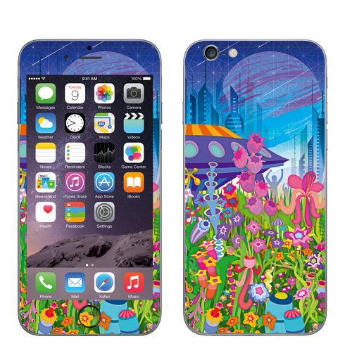 Наклейка на Телефон Apple iPhone 6, 6s Тайна пятой планеты,  купить в Москве – интернет-магазин Allskins, психоделика, будущее, футуризм, цветы, космос, инопланетяне, небо, звезда, музыка