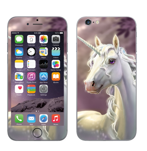 Наклейка на Телефон Apple iPhone 6, 6s Единорог в лесу,  купить в Москве – интернет-магазин Allskins, единорог, лошадь, рог, рогатый, клякса, грива, лес, фонарь
