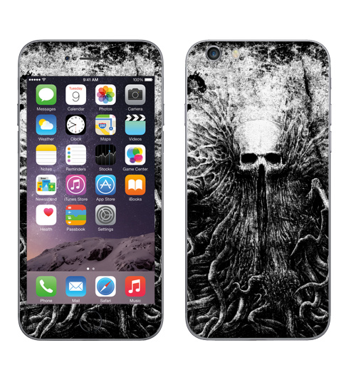 Наклейка на Телефон Apple iPhone 6, 6s Lovecraftian,  купить в Москве – интернет-магазин Allskins, череп, щупальца, тентакли, графика, хэллоуин, смерть