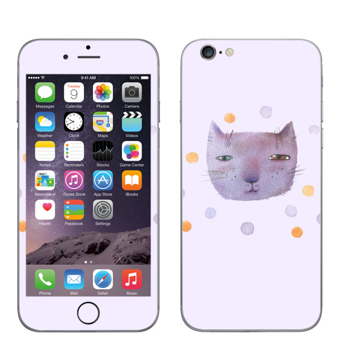 Наклейка на Телефон Apple iPhone 6, 6s Котик и шары,  купить в Москве – интернет-магазин Allskins, кошка, животные, подарки, снег, лев