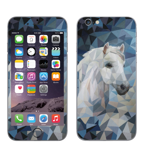 Наклейка на Телефон Apple iPhone 6, 6s Белая_Лошадь,  купить в Москве – интернет-магазин Allskins, лошадь, белая, белаялошадь, полигональный, полигональная_лошадь, геометрия, абстрация, современный