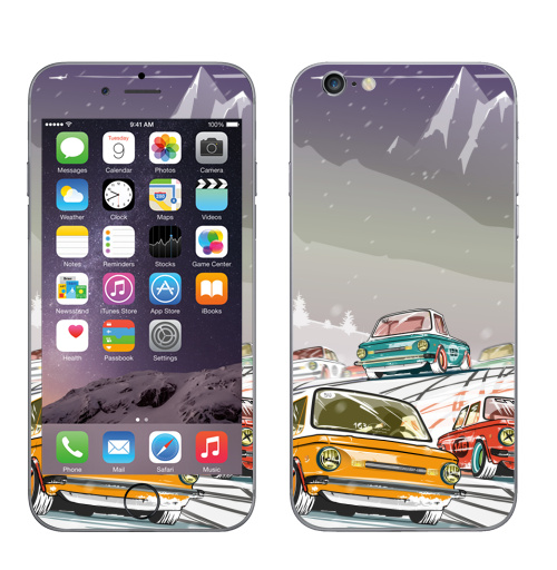 Наклейка на Телефон Apple iPhone 6, 6s Ралли винтаж зимняя ночь,  купить в Москве – интернет-магазин Allskins, ралли, винтаж, автомобиль, тачка, гонки, автоспорт, спорт, горы, зима