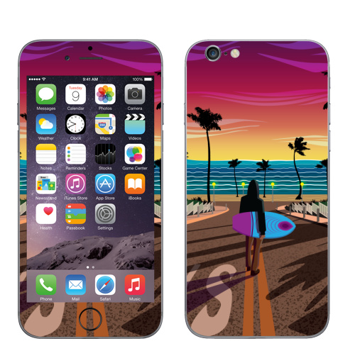 Наклейка на Телефон Apple iPhone 6, 6s Мечты о Калифорнии,  купить в Москве – интернет-магазин Allskins, Калифорния, мечта, океаны, пальма, солнце, вода