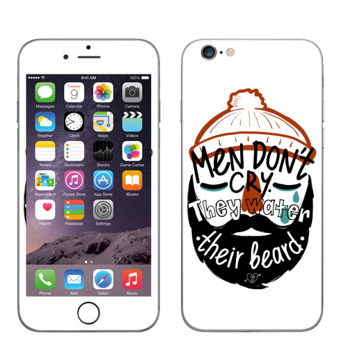 Наклейка на Телефон Apple iPhone 6, 6s Мужчины не плачут,  купить в Москве – интернет-магазин Allskins, мужские, борода, усы