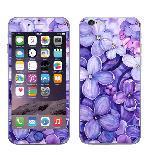 Наклейка на Телефон Apple iPhone 6, 6s Акварельная Сирень,  купить в Москве – интернет-магазин Allskins, сиреневый, сирень, сиренево, сиреневая, цветы, lilac, фиолетовый, цветущая