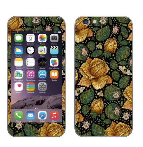 Наклейка на Телефон Apple iPhone 6, 6s Fantastic flower,  купить в Москве – интернет-магазин Allskins, зеленый, желтый, Цветочек, цвет, цветы, фантазия, фантастика, иллюстация