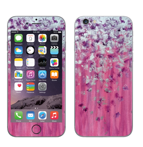 Наклейка на Телефон Apple iPhone 6, 6s Цвет настроения розовый,  купить в Москве – интернет-магазин Allskins, женский, розовый, 8 марта, женственно, серебро, серебряные, фиолетовый, живопись, акрил