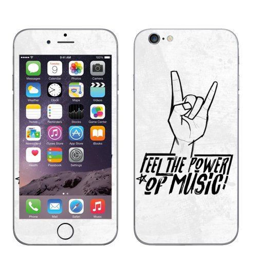 Наклейка на Телефон Apple iPhone 6, 6s Feel the power of music,  купить в Москве – интернет-магазин Allskins, музыка, rock, панк, Англия
