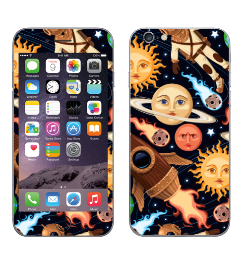 Наклейка на Телефон Apple iPhone 6, 6s Ретропланеты,  купить в Москве – интернет-магазин Allskins, космос, паттерн, астрономия, небо, звезда, звездноенебо